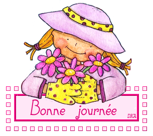 Gif bonne journée fille et fleurs