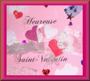 Gif animé heureuse Saint Valentin coeurs et fleurs